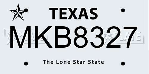 MKB8327 Texas License Plate