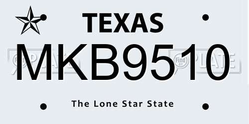 MKB9510 Texas License Plate