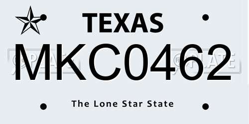 MKC0462 Texas License Plate