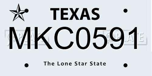 MKC0591 Texas License Plate