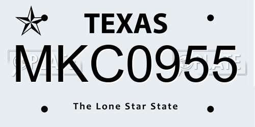 MKC0955 Texas License Plate