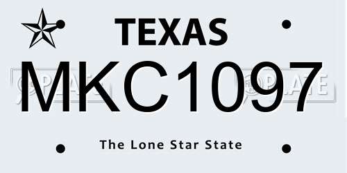 MKC1097 Texas License Plate