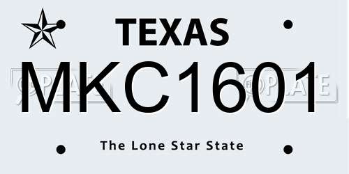 MKC1601 Texas License Plate