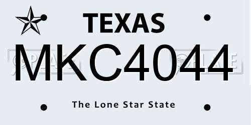 MKC4044 Texas License Plate