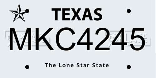 MKC4245 Texas License Plate