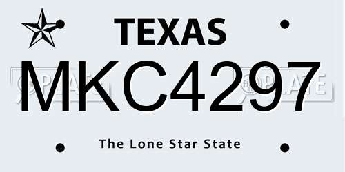 MKC4297 Texas License Plate
