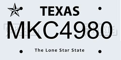 MKC4980 Texas License Plate