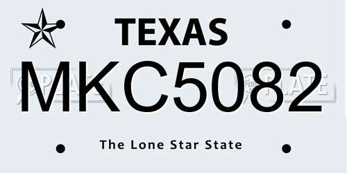 MKC5082 Texas License Plate