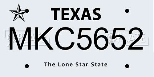 MKC5652 Texas License Plate