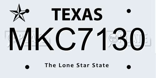 MKC7130 Texas License Plate