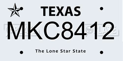 MKC8412 Texas License Plate