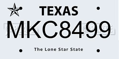 MKC8499 Texas License Plate