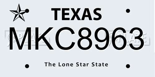 MKC8963 Texas License Plate