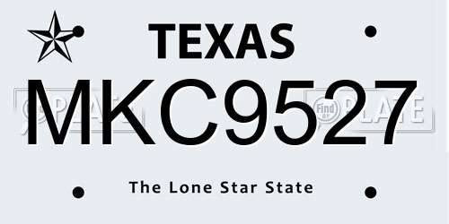 MKC9527 Texas License Plate