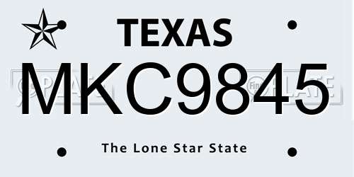 MKC9845 Texas License Plate