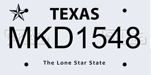 MKD1548 Texas License Plate