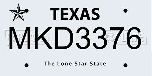 MKD3376 Texas License Plate