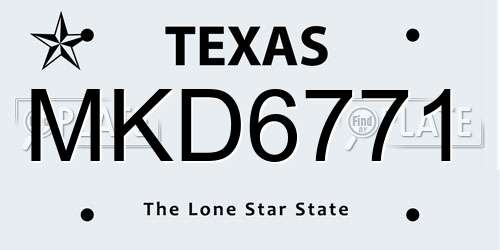 MKD6771 Texas License Plate