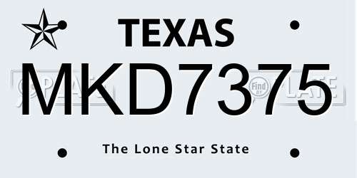 MKD7375 Texas License Plate