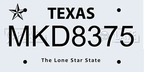MKD8375 Texas License Plate