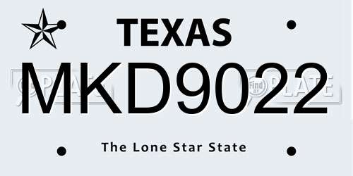 MKD9022 Texas License Plate