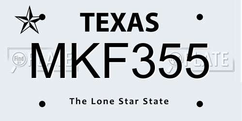 MKF355 Texas License Plate