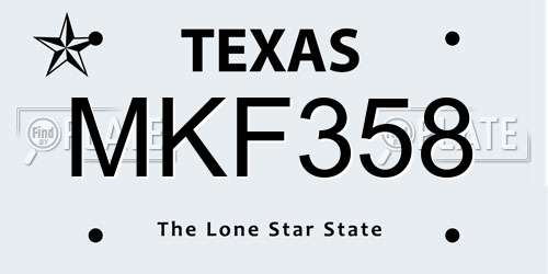 MKF358 Texas License Plate