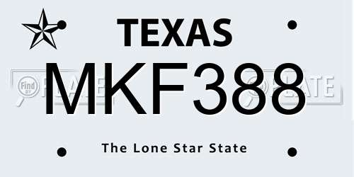 MKF388 Texas License Plate