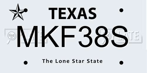 MKF38S Texas License Plate