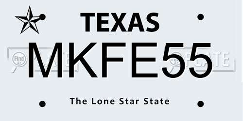 MKFE55 Texas License Plate