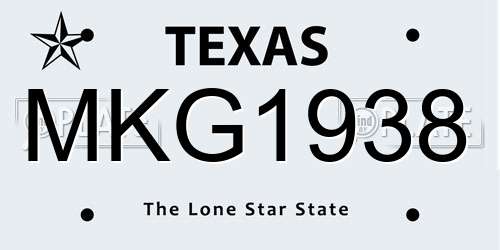 MKG1938 Texas License Plate