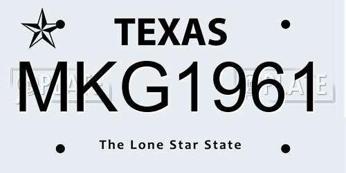 MKG1961 Texas License Plate