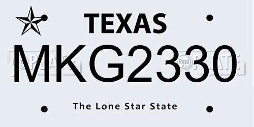 MKG2330 Texas License Plate
