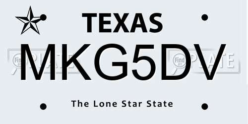 MKG5DV Texas License Plate