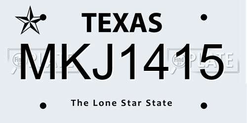 MKJ1415 Texas License Plate