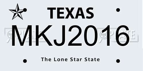 MKJ2016 Texas License Plate