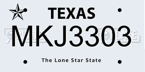 MKJ3303 Texas License Plate