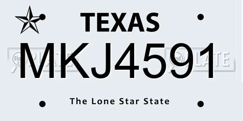 MKJ4591 Texas License Plate