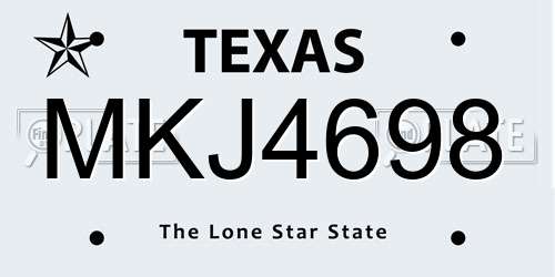 MKJ4698 Texas License Plate