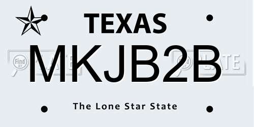 MKJB2B Texas License Plate