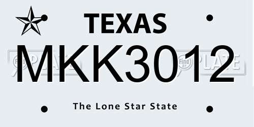 MKK3012 Texas License Plate