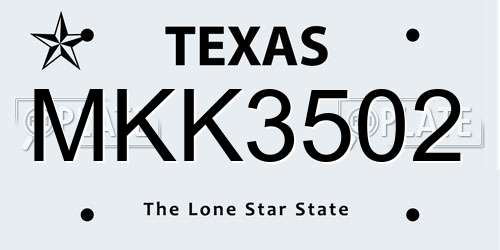 MKK3502 Texas License Plate