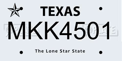 MKK4501 Texas License Plate