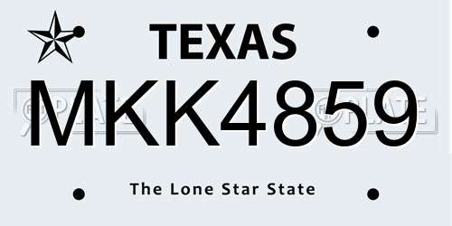 MKK4859 Texas License Plate