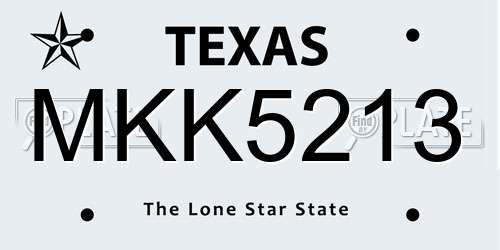 MKK5213 Texas License Plate