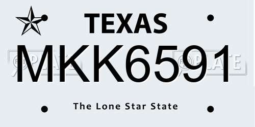 MKK6591 Texas License Plate