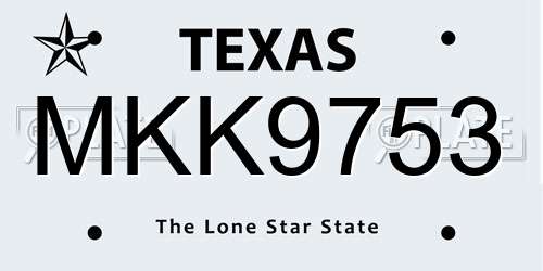 MKK9753 Texas License Plate