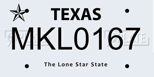 MKL0167 Texas License Plate