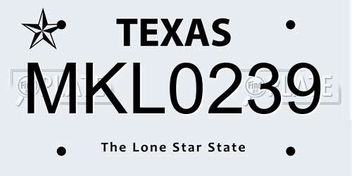 MKL0239 Texas License Plate