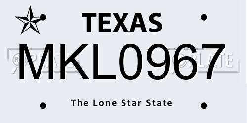MKL0967 Texas License Plate